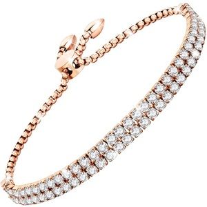 14k Gold Adjustable Tennis Bracelet w/ CZ Diamonds